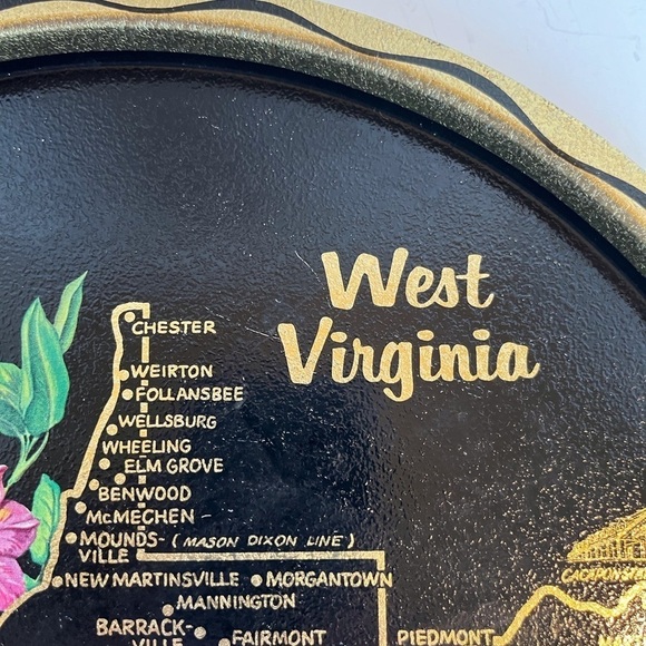 Vintage Kitschy Souvenir Metal Tray State of West Virginia - Picture 2 of 10